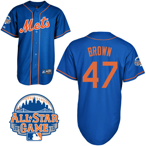Andrew Brown #47 Youth Baseball Jersey-New York Mets Authentic All Star Blue Home MLB Jersey